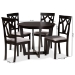 Baxton Studio Telma Modern and Contemporary Grey Fabric Upholstered and Dark Brown Finished Wood 5-Piece Dining Set - BSOTelma-Grey/Dark Brown-5PC Dining Set