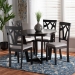 Baxton Studio Telma Modern and Contemporary Grey Fabric Upholstered and Dark Brown Finished Wood 5-Piece Dining Set - BSOTelma-Grey/Dark Brown-5PC Dining Set