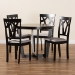 Baxton Studio Telma Modern and Contemporary Grey Fabric Upholstered and Dark Brown Finished Wood 5-Piece Dining Set - BSOTelma-Grey/Dark Brown-5PC Dining Set