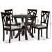 Baxton Studio Branca Modern and Contemporary Grey Fabric Upholstered and Dark Brown Finished Wood 5-Piece Dining Set - BSOBranca-Grey/Dark Brown-5PC Dining Set