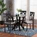 Baxton Studio Branca Modern and Contemporary Grey Fabric Upholstered and Dark Brown Finished Wood 5-Piece Dining Set - BSOBranca-Grey/Dark Brown-5PC Dining Set