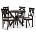 Baxton Studio Rasa Modern and Contemporary Grey Fabric Upholstered and Dark Brown Finished Wood 5-Piece Dining Set - BSORasa-Grey/Dark Brown-5PC Dining Set