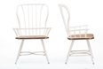 Baxton Studio Longford "Dark-Walnut" Wood and White Metal Vintage Industrial Dining Arm Chair (Set of 2)