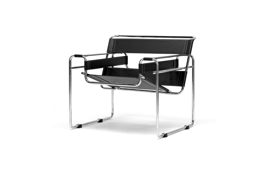 Baxton Studio Black Bonded Leather Wassily Chair