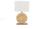 Baxton Studio Budalin Wood & White Linen Lamp
