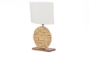 Baxton Studio Budalin Wood & White Linen Lamp - BSODEK39J NO