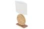 Baxton Studio Budalin Wood & White Linen Lamp - BSODEK39J NO