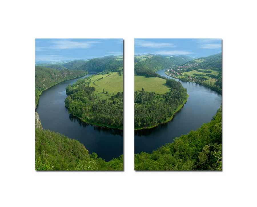 Baxton Studio Wraparound Waterway 2 Mounted Photography Print Diptych