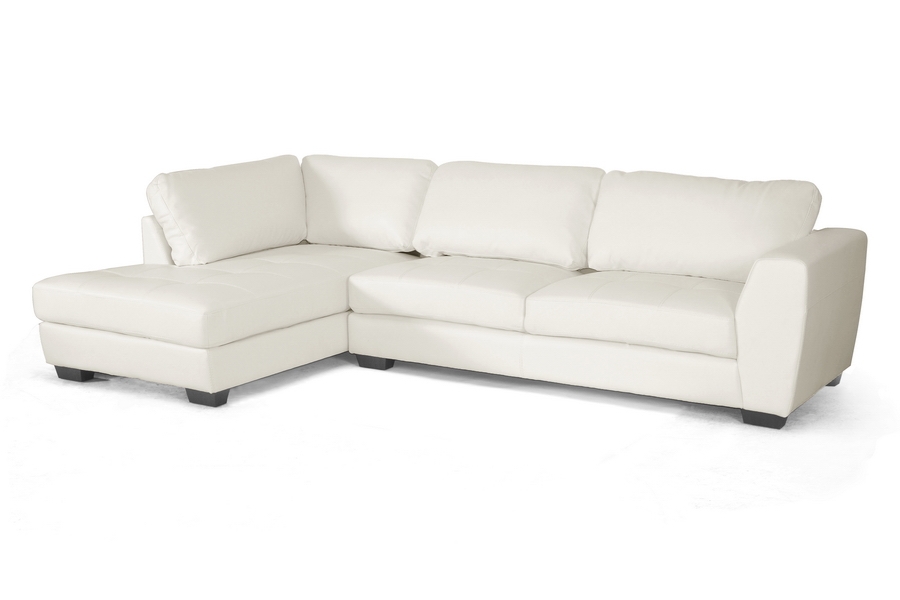 Baxton Studio Orland White Leather, White Chaise Sofa