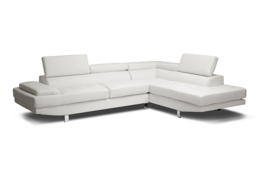 Baxton Studio Selma White Leather, White Leather Sofa Bobs Furniture