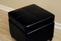 Baxton Studio Black Full Leather Storage Cube Ottoman - BSO0380-023-black