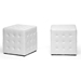 Baxton Studio Siskal White Modern Cube Ottoman (Set of 2)