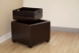 Baxton Studio Leather ottoman/TV tray with reversible flip lid - BSOD-219-DU001