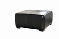 Baxton Studio Belmont Black Leather Large Square Cocktail Ottoman with Wood Feet