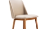 Baxton Studio Lavin Mid-Century Dark Walnut Beige Faux Leather Dining Chairs - BSORT324-CHR