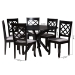 Baxton Studio Jana Modern Grey Fabric and Espresso Brown Finished Wood 7-Piece Dining Set - BSOJana-Grey/Dark Brown-7PC Dining Set
