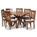 Baxton Studio Norah Modern and Contemporary Grey Fabric Upholstered and Walnut Brown Finished Wood 7-Piece Dining Set - BSONorah-Grey/Walnut-7PC Dining Set