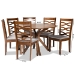 Baxton Studio Mila Modern and Contemporary Grey Fabric Upholstered and Walnut Brown Finished Wood 7-Piece Dining Set - BSOMila-Grey/Walnut-7PC Dining Set