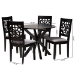 Baxton Studio Karel Modern Grey Fabric and Espresso Brown Finished Wood 5-Piece Dining Set - BSOKarel-Grey/Dark Brown-5PC Dining Set
