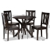 Baxton Studio Mare Modern and Contemporary Transitional Dark Brown Finished Wood 5-Piece Dining Set - BSOMare-Dark Brown-5PC Dining Set