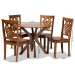 Baxton Studio Liese Modern and Contemporary Transitional Walnut Brown Finished Wood 5-Piece Dining Set - BSOLiese-Walnut-5PC Dining Set