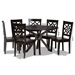 Baxton Studio Miela Modern and Contemporary Dark Brown Finished Wood 7-Piece Dining Set - BSOMiela-Dark Brown-7PC Dining Set