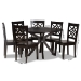 Baxton Studio Miela Modern and Contemporary Dark Brown Finished Wood 7-Piece Dining Set - BSOMiela-Dark Brown-7PC Dining Set