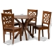 Baxton Studio Miela Modern and Contemporary Walnut Brown Finished Wood 5-Piece Dining Set - BSOMiela-Walnut-5PC Dining Set