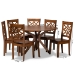 Baxton Studio Miela Modern and Contemporary Walnut Brown Finished Wood 7-Piece Dining Set - BSOMiela-Walnut-7PC Dining Set