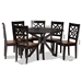 Baxton Studio Miela Modern and Contemporary Two-Tone Dark Brown and Walnut Brown Finished Wood 7-Piece Dining Set - BSOMiela-Dark Brown/Walnut-7PC Dining Set