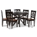 Baxton Studio Miela Modern and Contemporary Two-Tone Dark Brown and Walnut Brown Finished Wood 7-Piece Dining Set - BSOMiela-Dark Brown/Walnut-7PC Dining Set