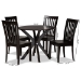 Baxton Studio Zora Modern and Contemporary Dark Brown Finished Wood 5-Piece Dining Set - BSOZora-Dark Brown-5PC Dining Set