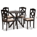 Baxton Studio Carlin Sand Fabric Upholstered and Dark Brown Finished Wood 5-Piece Dining Set - BSOCarlin-Sand/Dark Brown-5PC Dining Set