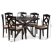 Baxton Studio Carlin Sand Fabric Upholstered and Dark Brown Finished Wood 7-Piece Dining Set - BSOCarlin-Sand/Dark Brown-7PC Dining Set