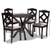 Baxton Studio Carlin Modern Transitional Grey Fabric Upholstered and Dark Brown Finished Wood 5-Piece Dining Set - BSOCarlin-Grey/Dark Brown-5PC Dining Set
