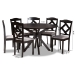 Baxton Studio Carlin Modern Transitional Grey Fabric Upholstered and Dark Brown Finished Wood 7-Piece Dining Set - BSOCarlin-Grey/Dark Brown-7PC Dining Set