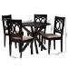 Baxton Studio Sanne Modern Beige Fabric and Espresso Brown Finished Wood 5-Piece Dining Set - BSOSanne-Sand/Dark Brown-5PC Dining Set