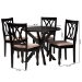 Baxton Studio Maya Modern Beige Fabric and Espresso Brown Finished Wood 5-Piece Dining Set - BSOMaya-Sand/Dark Brown-5PC Dining Set