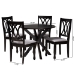 Baxton Studio Maya Modern Grey Fabric and Espresso Brown Finished Wood 5-Piece Dining Set - BSOMaya-Grey/Dark Brown-5PC Dining Set