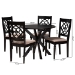 Baxton Studio Sadie Modern Beige Fabric and Espresso Brown Finished Wood 5-Piece Dining Set - BSOSadie-Sand/Dark Brown-5PC Dining Set
