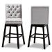 Baxton Studio Gregory Modern Transitional Light Grey Velvet Fabric Upholstered and Dark Brown Finished Wood 2-Piece Swivel Bar Stool Set - BSOBBT5372-Light Grey Velvet/Wenge-BS
