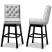 Baxton Studio Gregory Modern Transitional Light Grey Velvet Fabric Upholstered and Dark Brown Finished Wood 2-Piece Swivel Bar Stool Set - BSOBBT5372-Light Grey Velvet/Wenge-BS