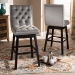 Baxton Studio Gregory Modern Transitional Light Grey Velvet Fabric Upholstered and Dark Brown Finished Wood 2-Piece Swivel Bar Stool Set - BSOBBT5372-Light Grey Velvet/Wenge-BS