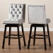 Baxton Studio Gregory Modern Transitional Light Grey Velvet Fabric Upholstered and Dark Brown Finished Wood 2-Piece Swivel Bar Stool Set - BSOBBT5372-Light Grey Velvet/Wenge-BS
