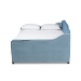 Baxton Studio Freda Transitional and Contemporary Light Blue Velvet Fabric Upholstered and Button Tufted Queen Size Daybed with Trundle - BSOFreda-Light Blue Velvet-Daybed-Q/T
