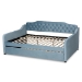 Baxton Studio Freda Transitional and Contemporary Light Blue Velvet Fabric Upholstered and Button Tufted Queen Size Daybed with Trundle - BSOFreda-Light Blue Velvet-Daybed-Q/T