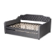Baxton Studio Freda Transitional and Contemporary Grey Velvet Fabric Upholstered and Button Tufted Full Size Daybed with Trundle - BSOFreda-Grey Velvet-Daybed-F/T