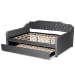 Baxton Studio Freda Transitional and Contemporary Grey Velvet Fabric Upholstered and Button Tufted Full Size Daybed with Trundle - BSOFreda-Grey Velvet-Daybed-F/T