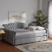 Baxton Studio Freda Transitional and Contemporary Grey Velvet Fabric Upholstered and Button Tufted Full Size Daybed with Trundle - BSOFreda-Grey Velvet-Daybed-F/T