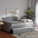 Baxton Studio Freda Transitional and Contemporary Grey Velvet Fabric Upholstered and Button Tufted Full Size Daybed with Trundle - BSOFreda-Grey Velvet-Daybed-F/T
